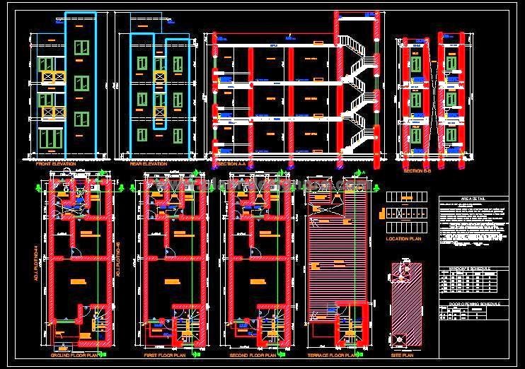 5x14 Meter House Submission Drawing- Elevation & Layout CAD